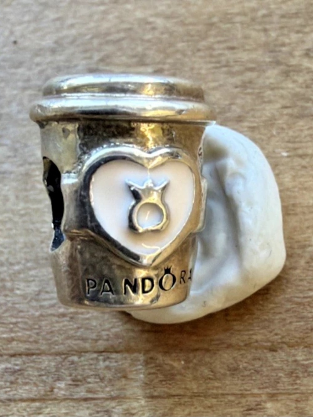 Pandora Coffee Drink To Go Cup Charm Pink Heart ALE 925 Sterling - Picture 8 of 9